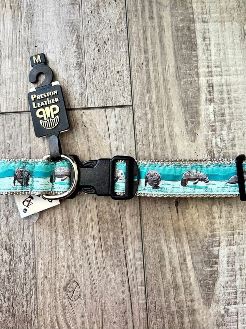 Preston Manatee Dog Collar in Turquoise & White Sm NWT